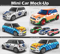小型汽车车贴展示模型：Mini Car Mock-Up